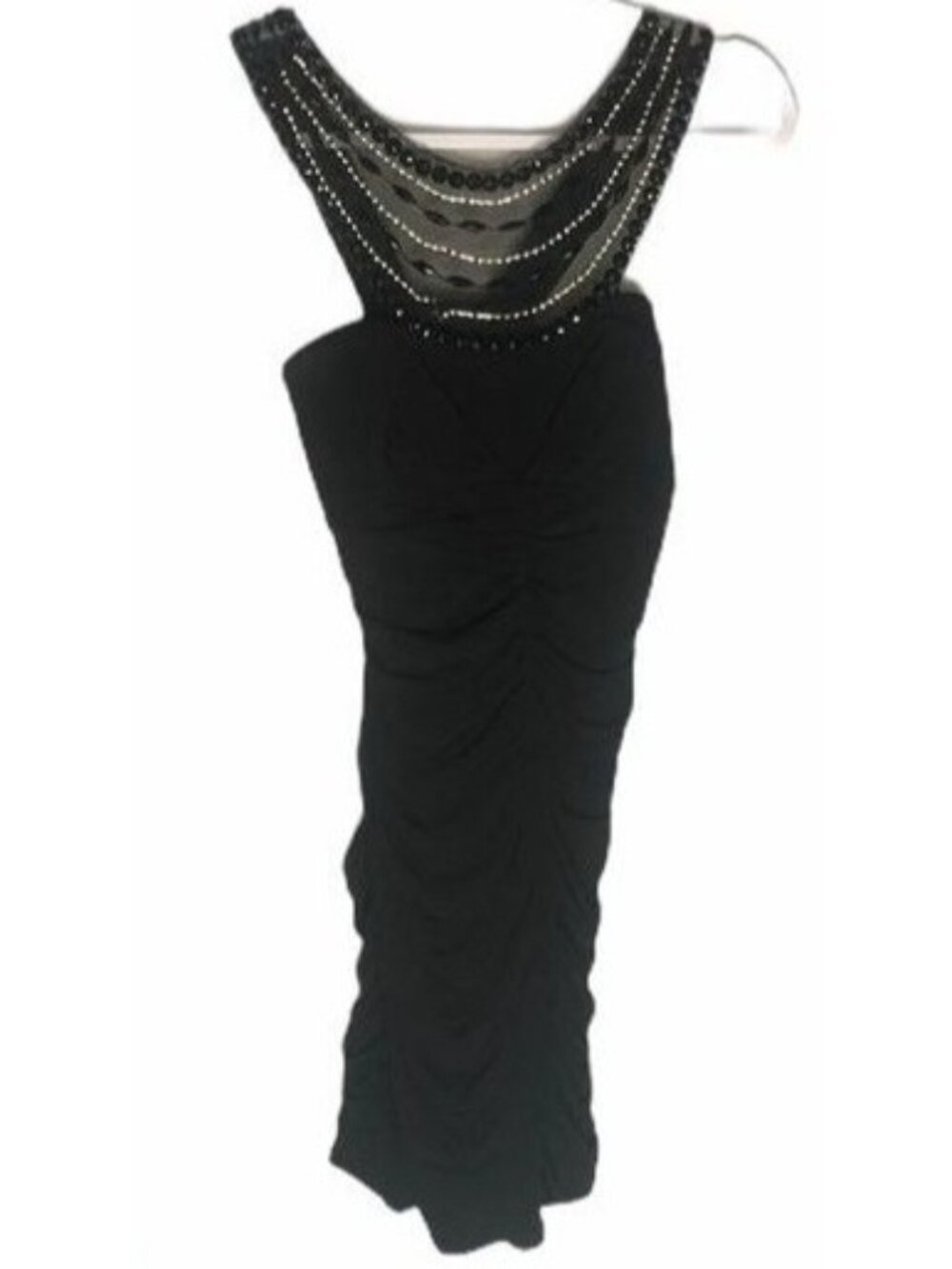ruby rox Black Cocktail Dress midi beaded embellished sleeveless medium READ